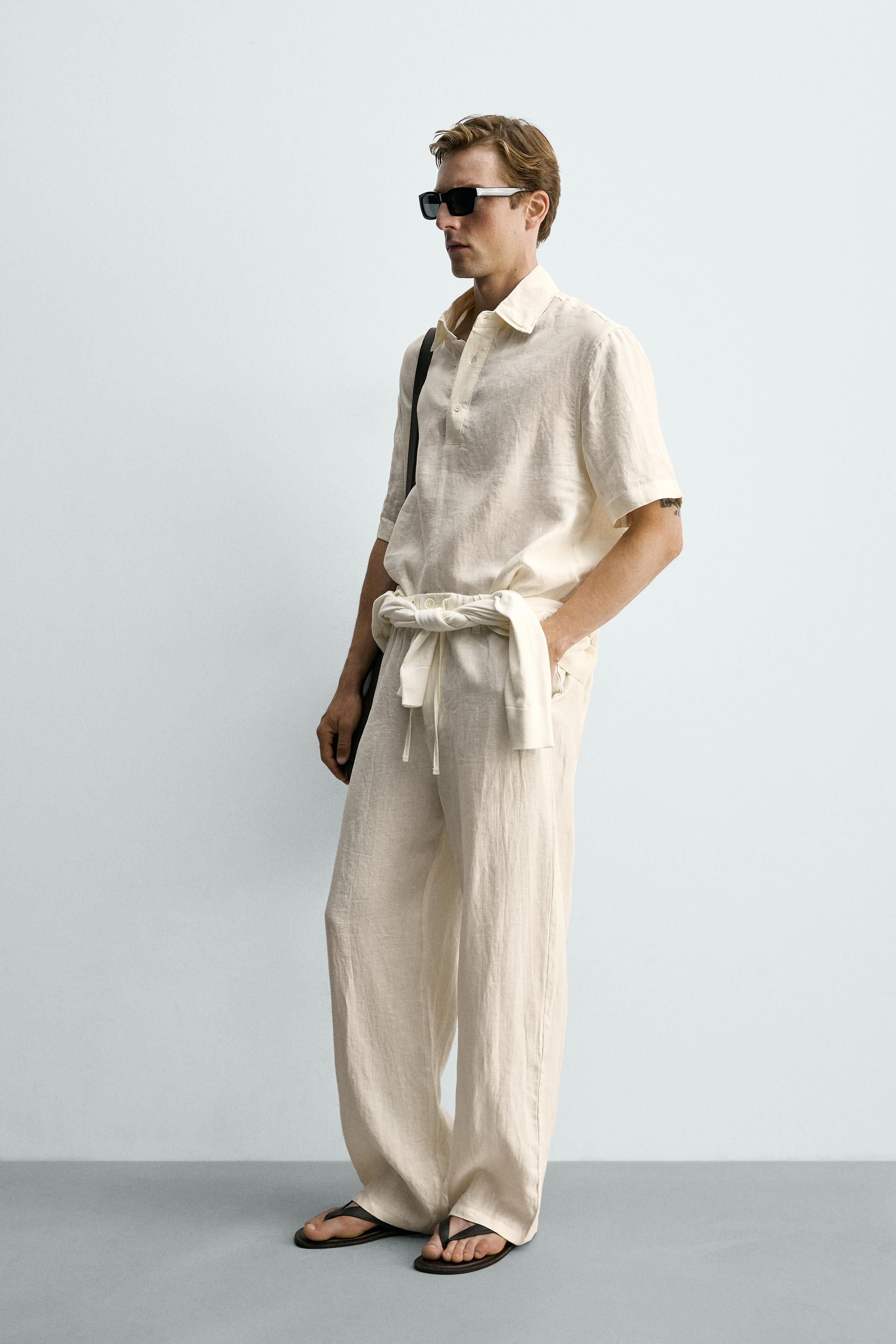Zara %100 KETEN RELAXED FIT PANTOLON