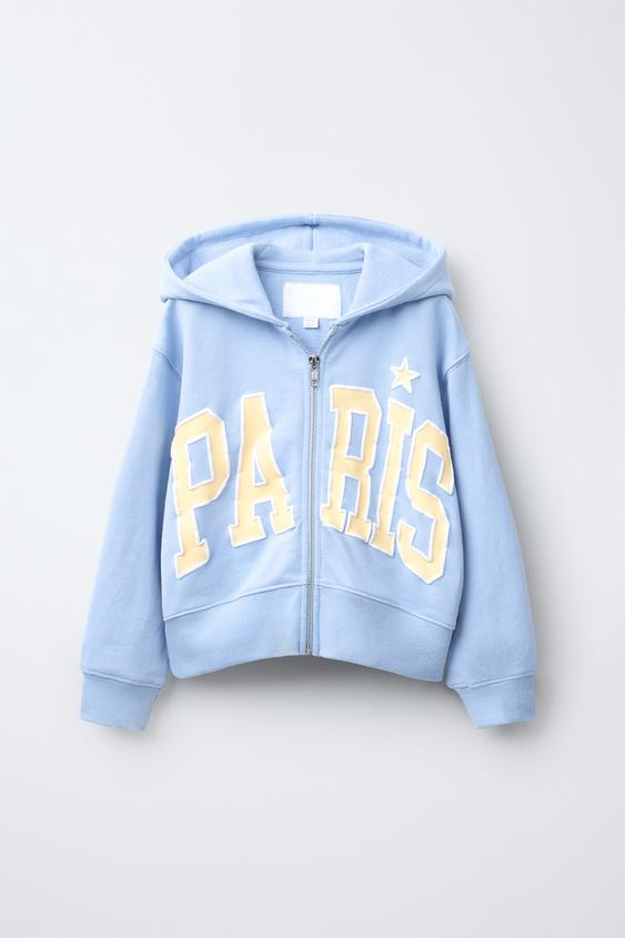 VARSITY ZIP-UP SWEATSHIRT Light blue ZARA United Kingdom
