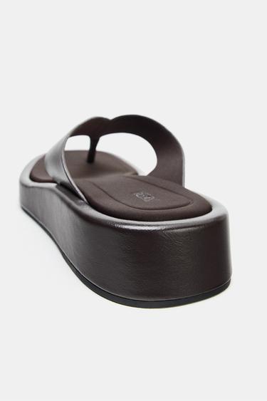 SANDALES PLATES À BRIDES - Marron de Zara - Image 6