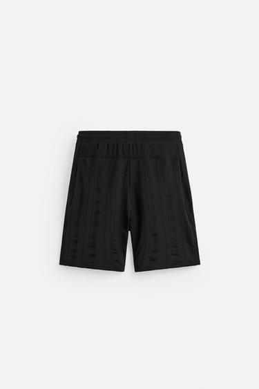 TEXTURED JOGGER BERMUDA SHORTS - Black by Zara - Image 7