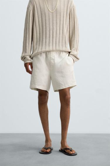 100% HEMP BERMUDA SHORTS - Sand by Zara