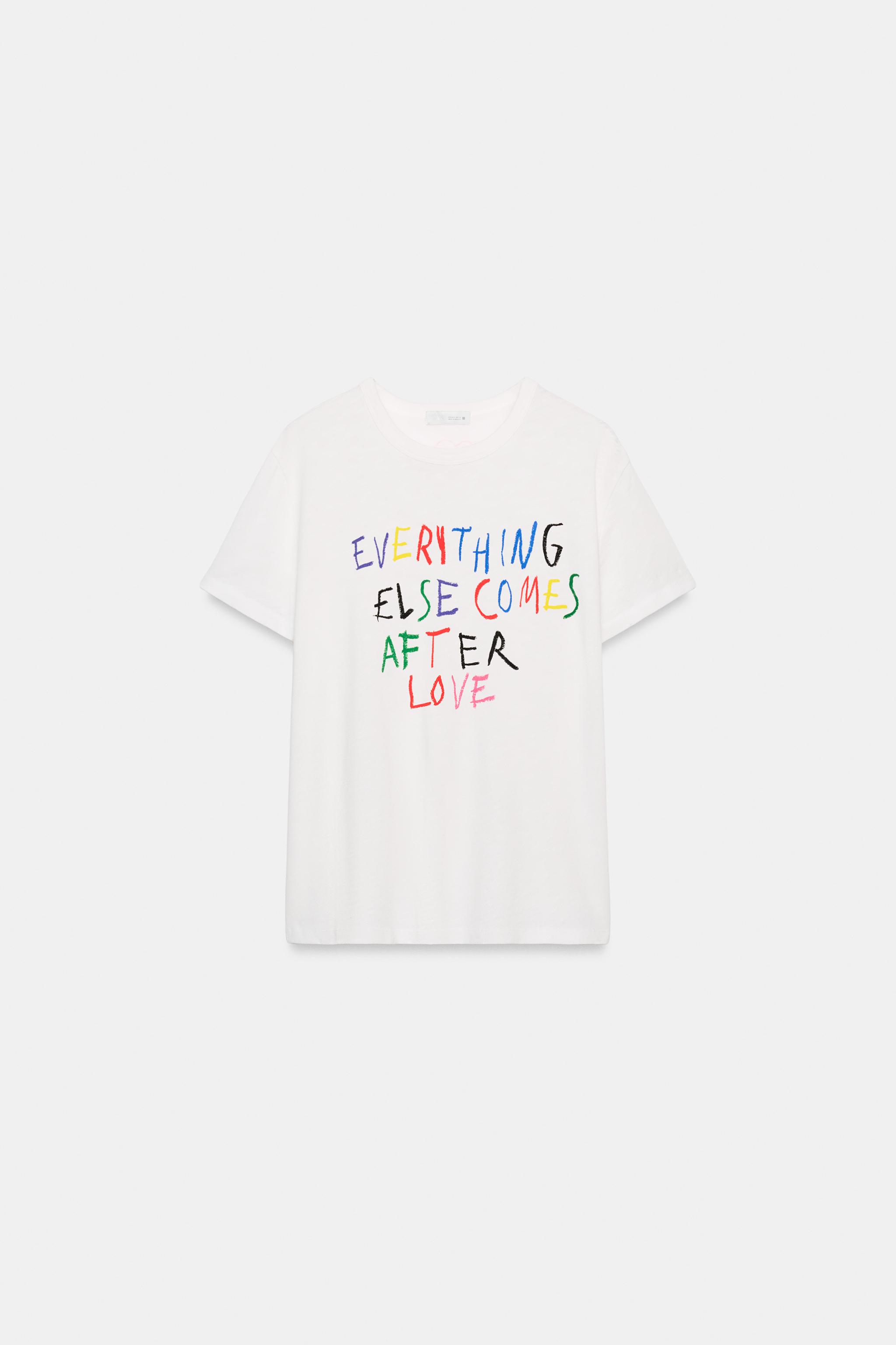 Женские футболки Zara TEXT COTTON T-SHIRT — фото 4