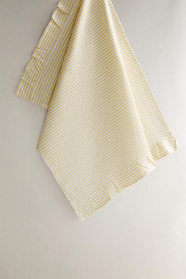 TORCHON CUISINE RAYURES VOLANT - Jaune de Zara