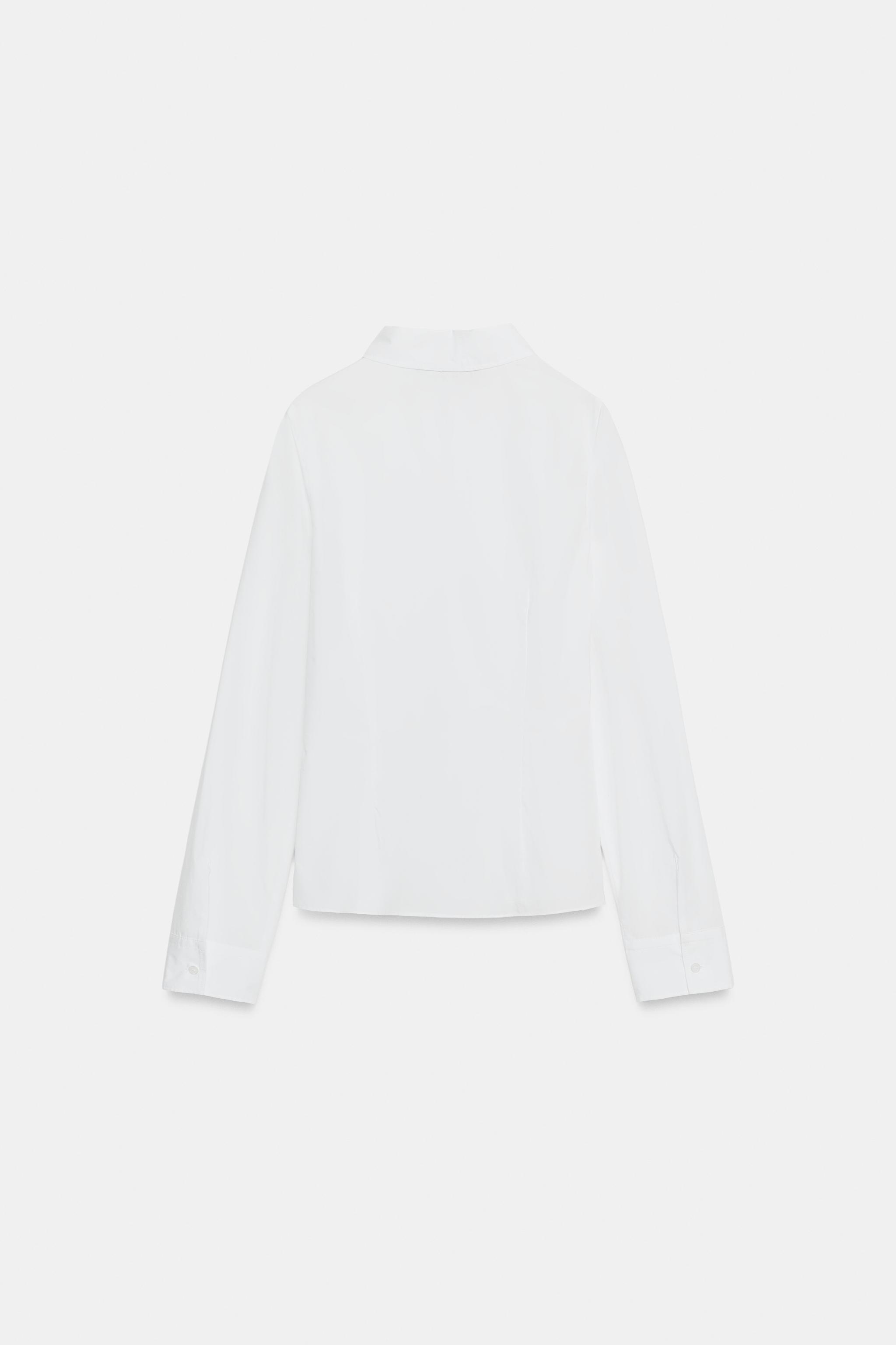 STRIPED POPLIN SHIRT — White