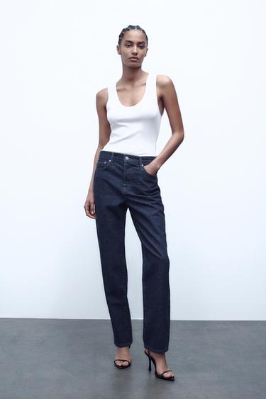 ZW COLLECTION LOW-RISE CROPPED FLARE JEANS - Blue by Zara