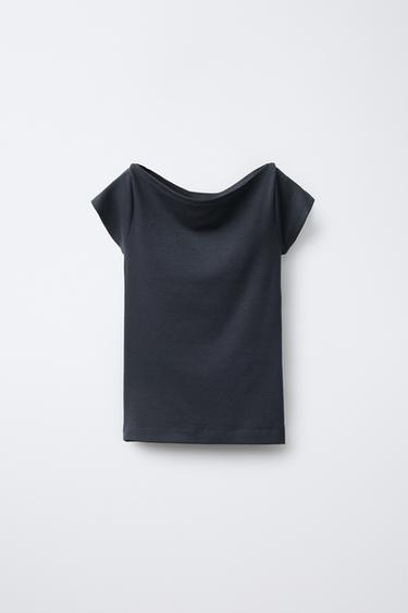 CAMISETA CON MODAL - Gris antracita de Zara