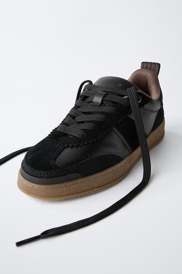 LEATHER SNEAKERS - Black by Zara - Image 2