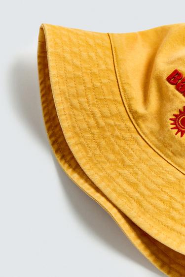 CONTRAST EMBROIDERY BUCKET HAT - Mustard by Zara - Image 6