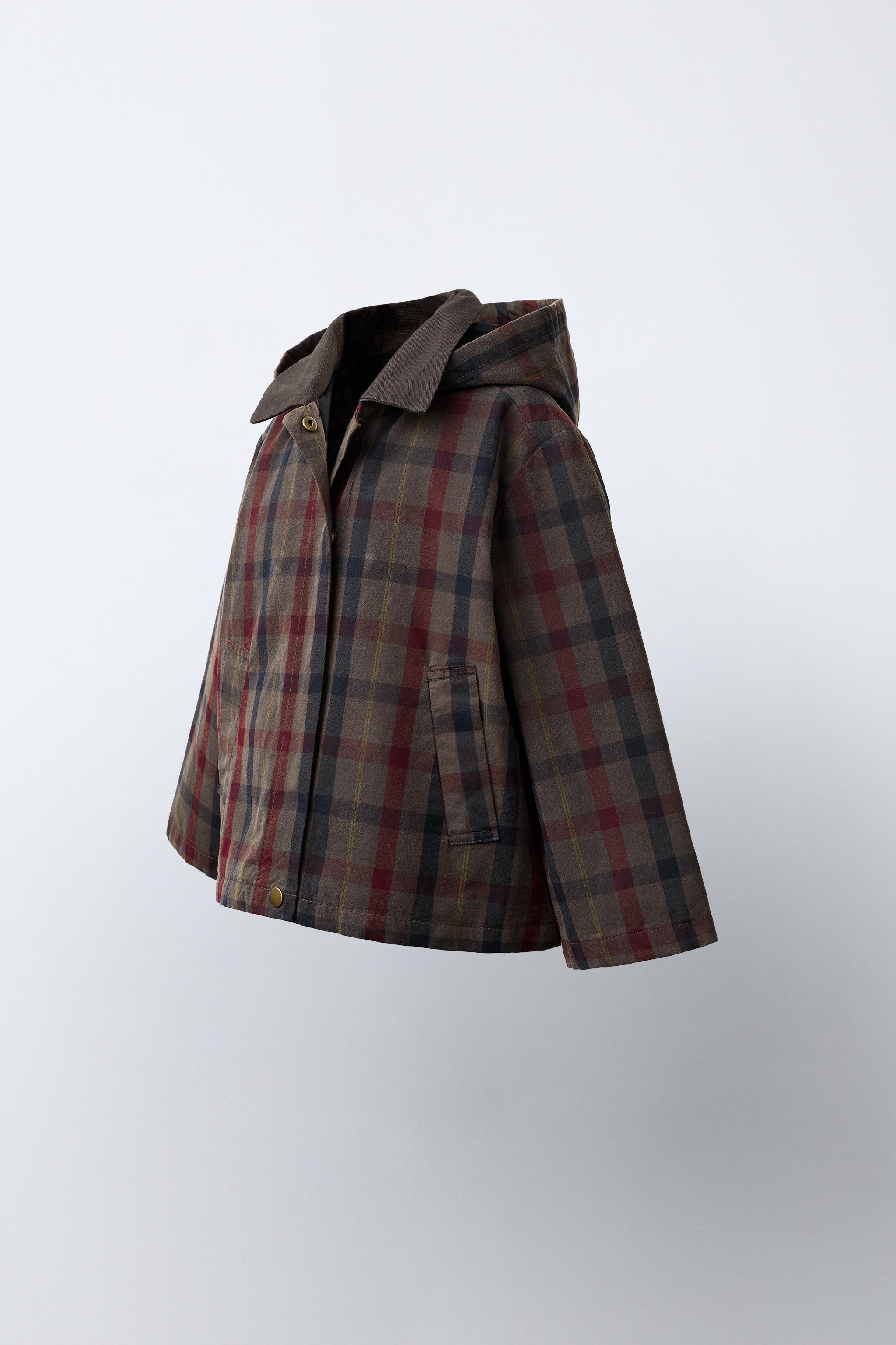 PLAID WAXED JACKET — Brown / Taupe