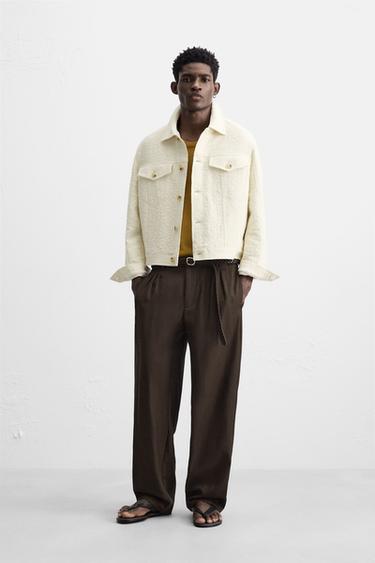 JACQUARD TEXTURED JACKET - Ecru by Zara