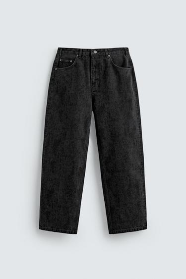 PRINTED BAGGY FIT JEANS - Black by Zara