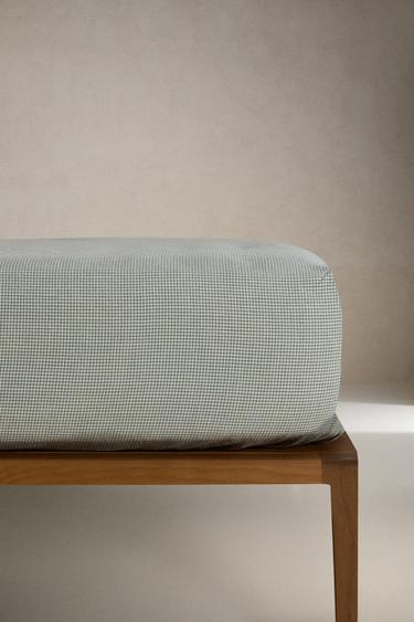CHILDREN'S GINGHAM FITTED SHEET - Green by Zara