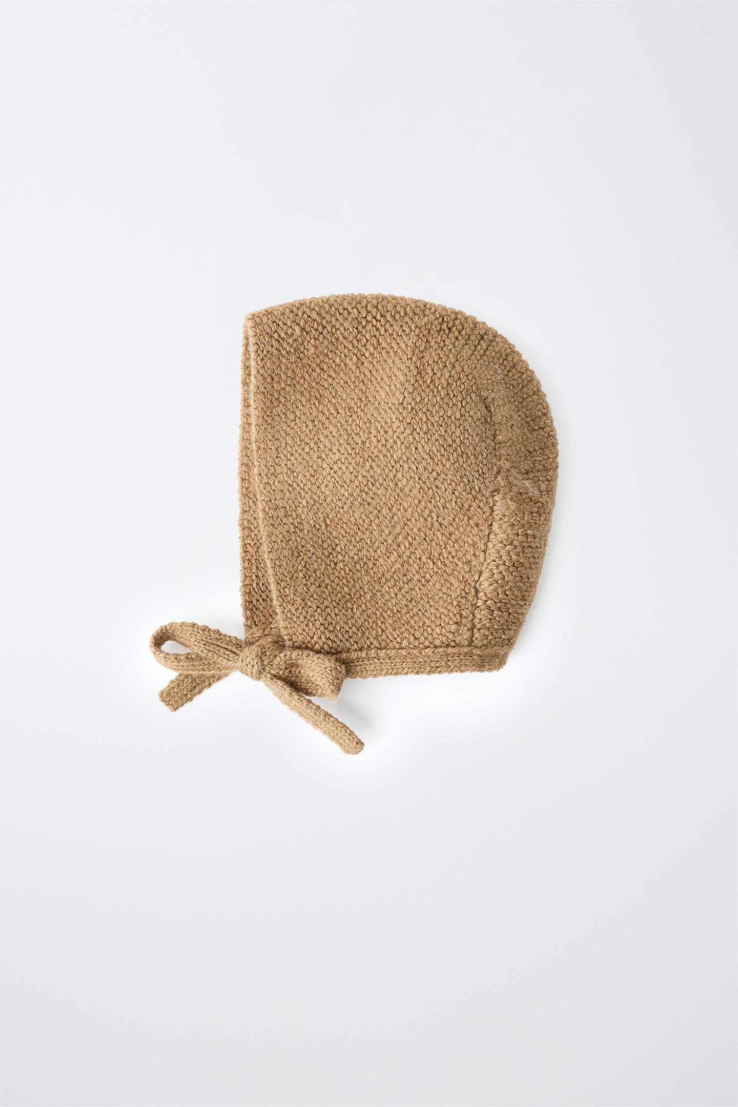 Детские головные уборы Zara Plain Knit Bonnet, цвет: Карамельный — фото 4