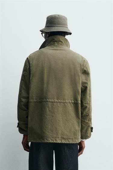 BLOUSON DÉLAVÉ MULTI-POCHES - Marron foncé de Zara - Image 2