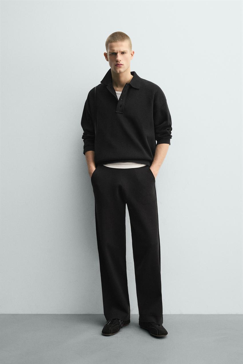 KNIT COTTON POLO SHIRT - Black | ZARA United States KNIT COTTON POLO SHIRT - Black | ZARA United States