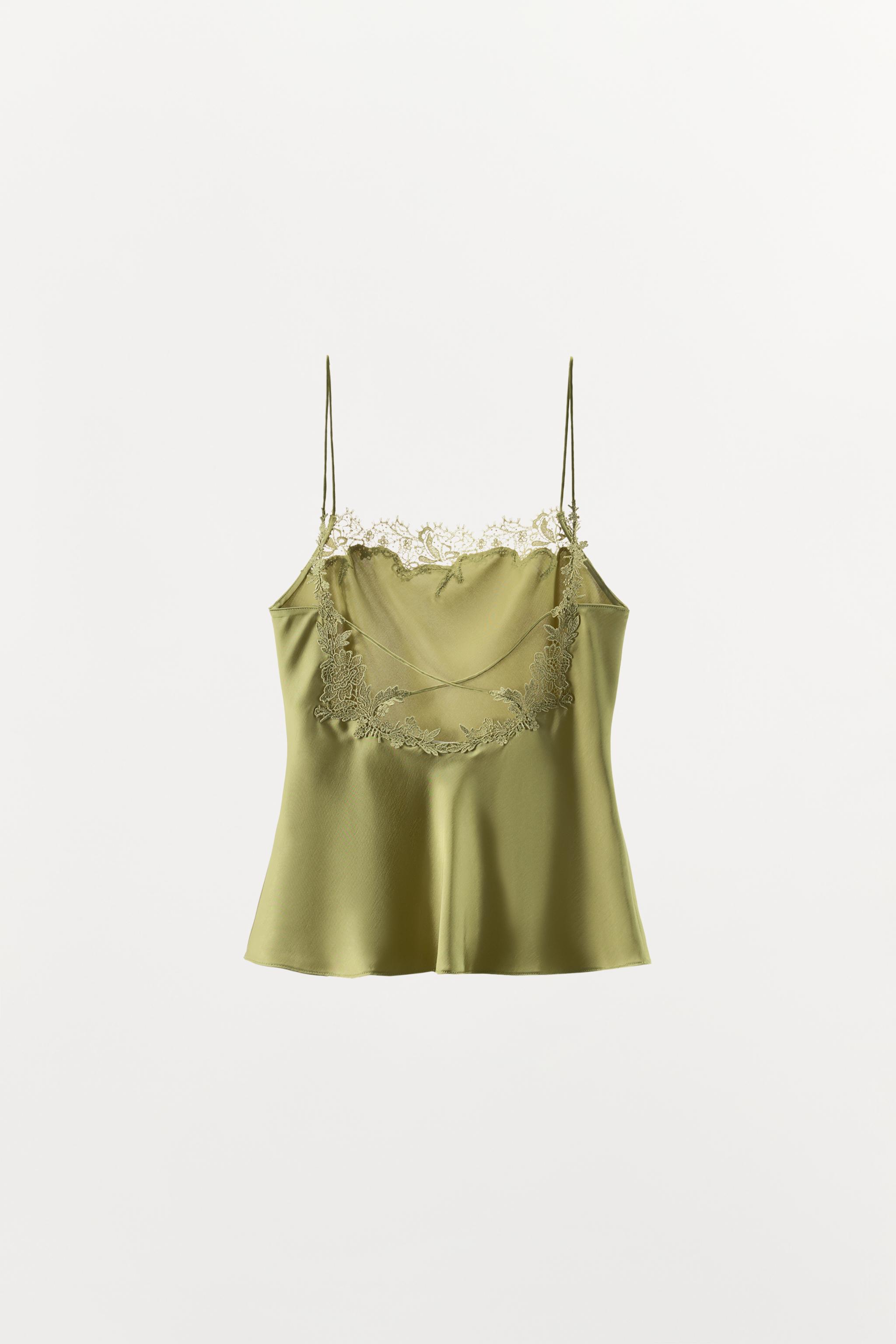 SATIN LACE CAMISOLE - Green | ZARA United States