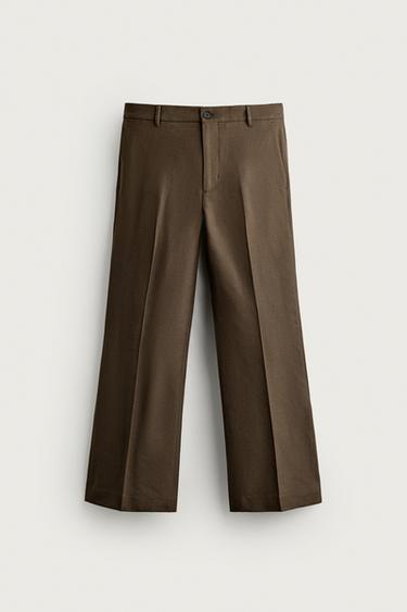 FLARE FIT SUIT PANTS — dark khaki 1