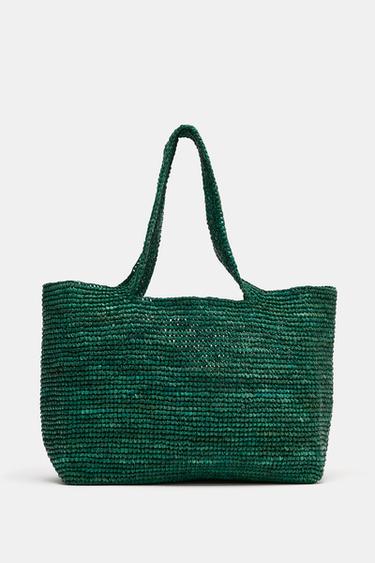 BRAIDED TOTE BAG - Green by Zara - Image 0