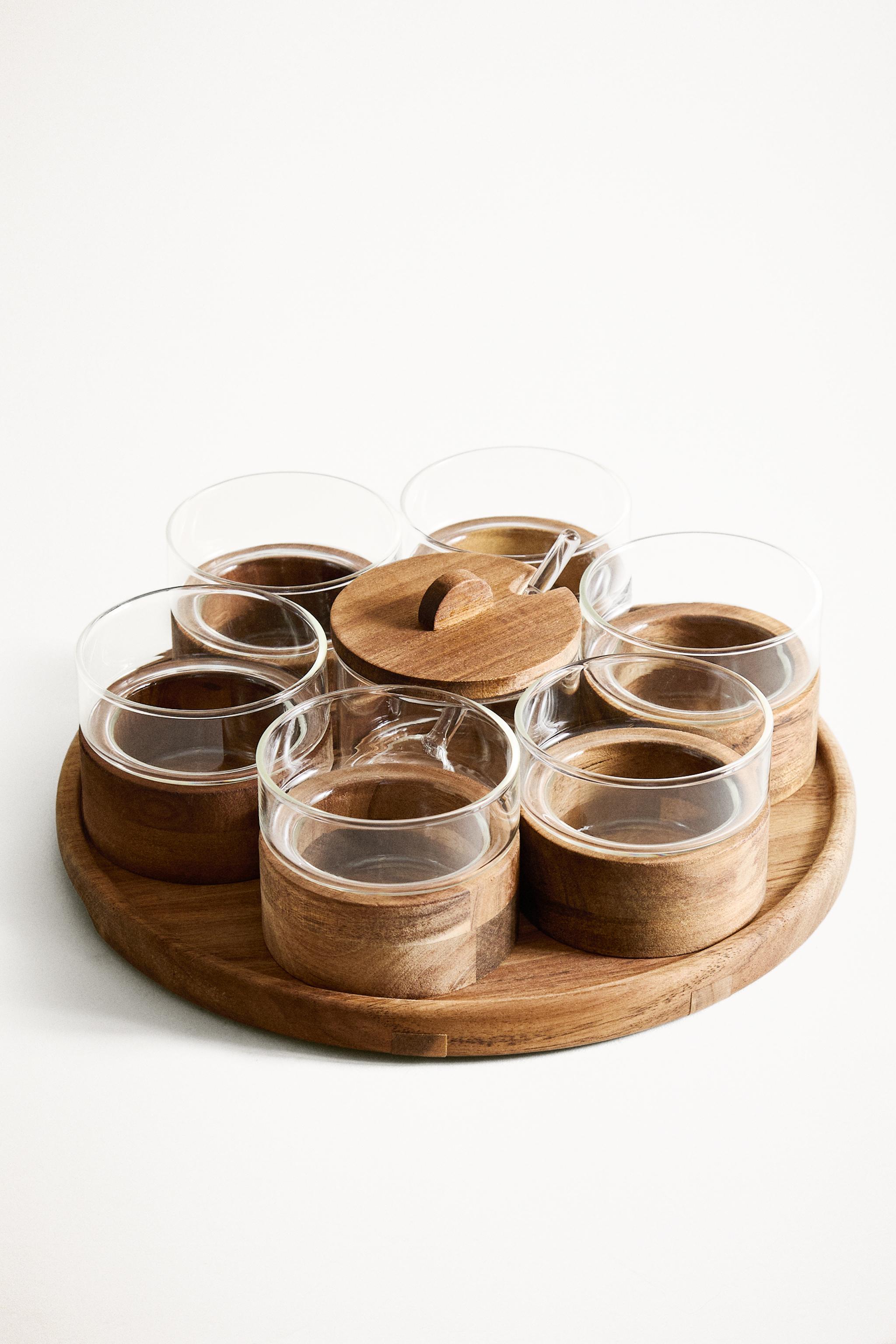 SET VERRES ET SUCRIER BOIS