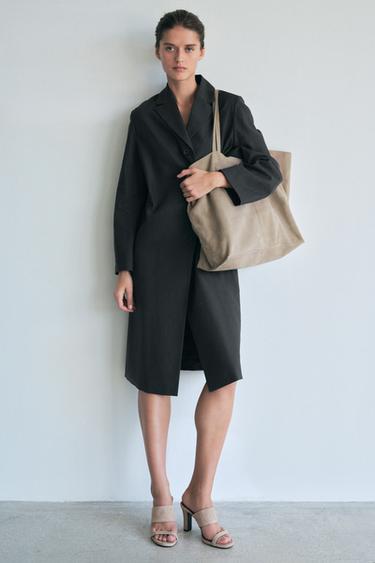 Zara SUEDE MAXI SHOPPER - Ecru