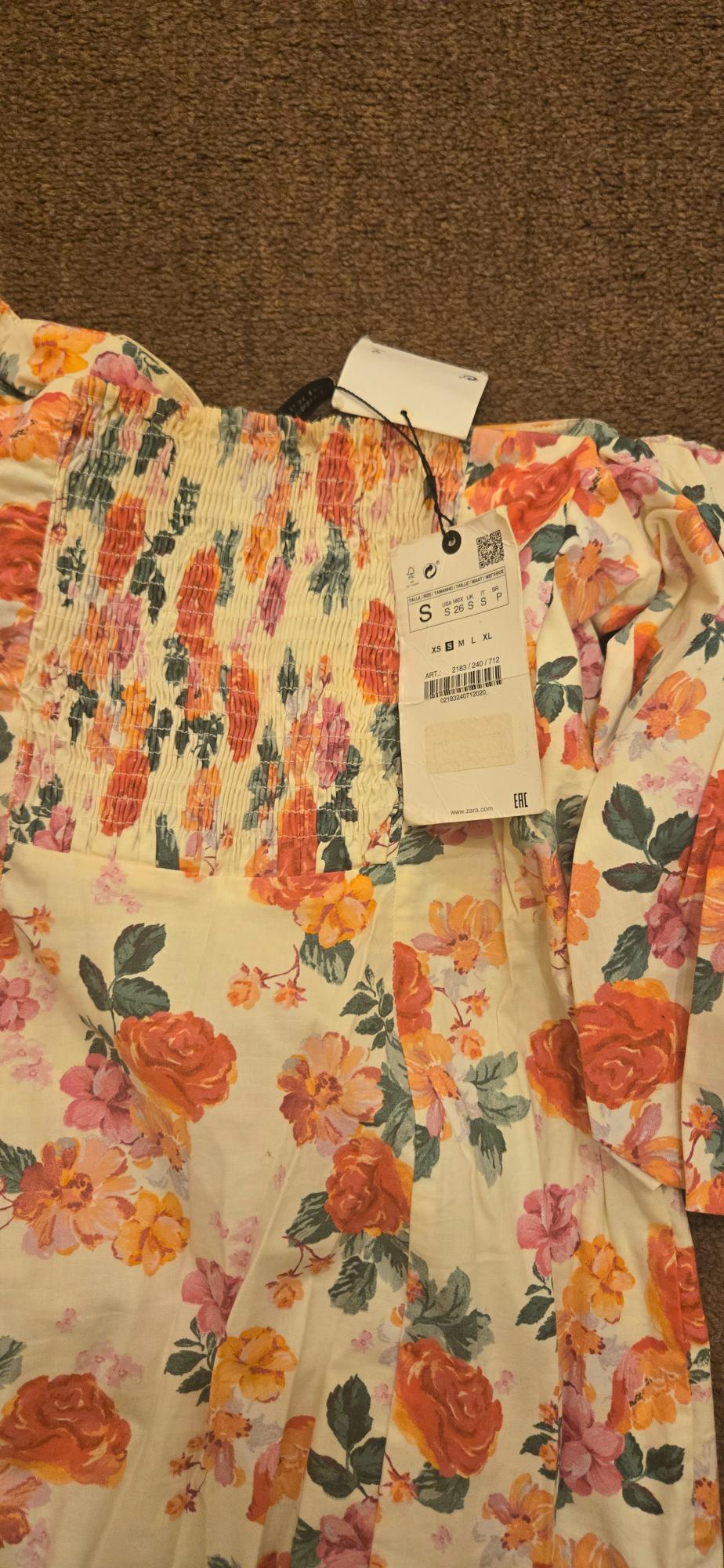 ZARA FLORAL MINI DRESS ECRU - Image 3
