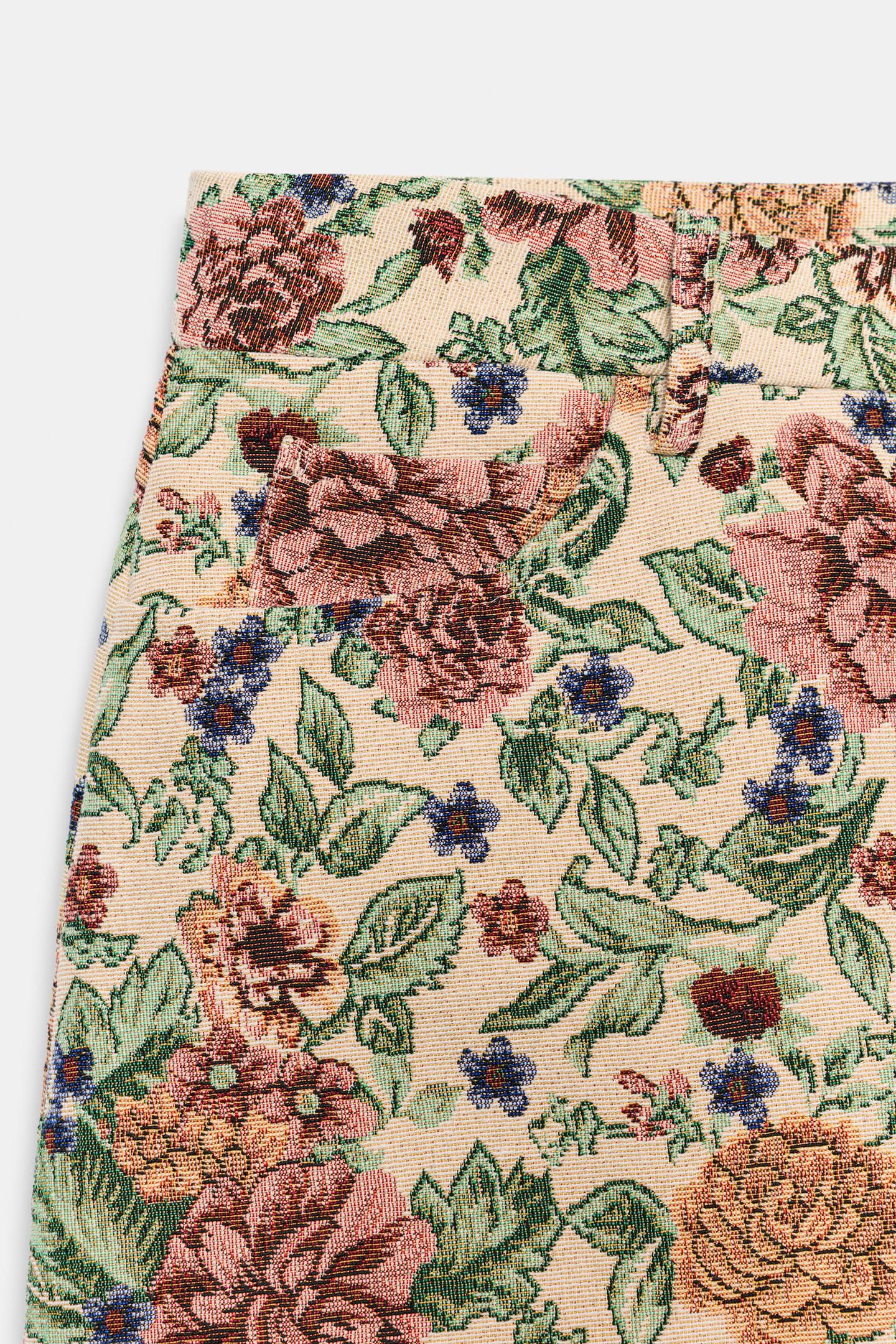 Женские брюки Zara ZW Collection Jacquard Floral, цвет: Разноцветный — фото 8