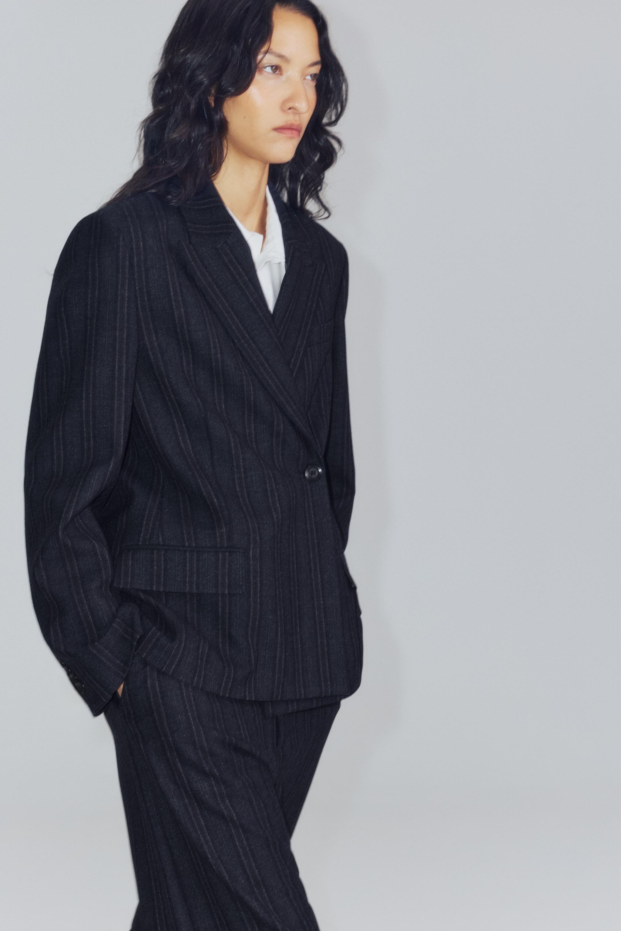 ZW COLLECTION STRIPED STRAIGHT BLAZER