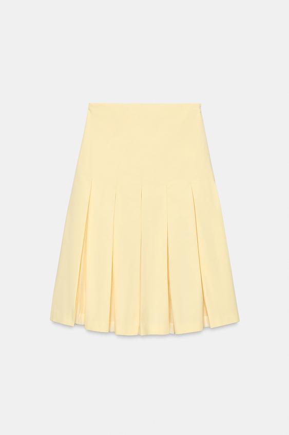 FALDA MIDI TABLAS ZW COLLECTION - Amarillo claro de Zara - Imagen 0