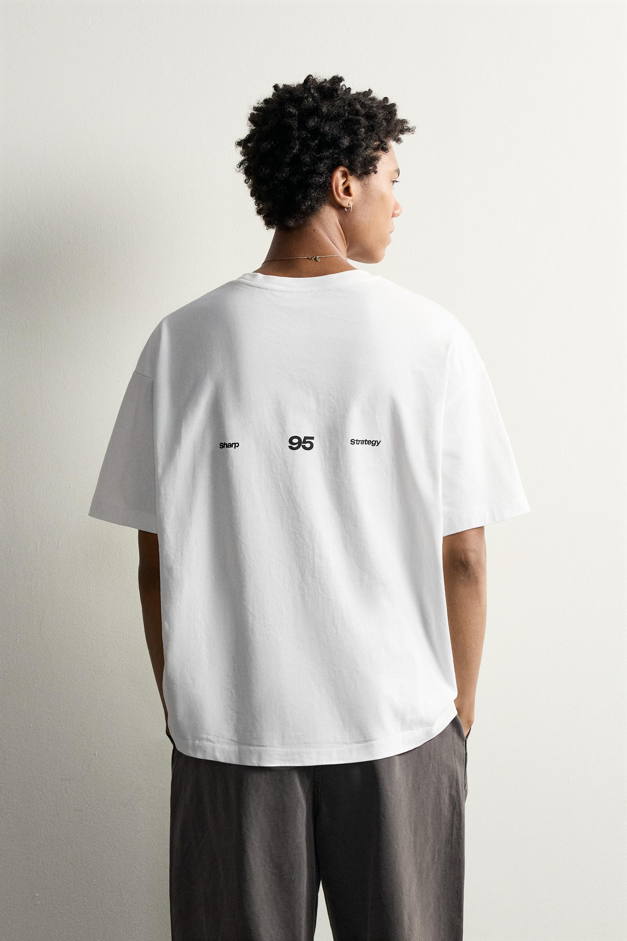 トランプ柄プリント リラックスフィットTシャツ - ホワイト | ZARA