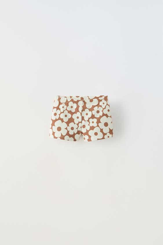 SHORT DE BAIN À IMPRIMÉ FLEURI - Marron de Zara - Image 0