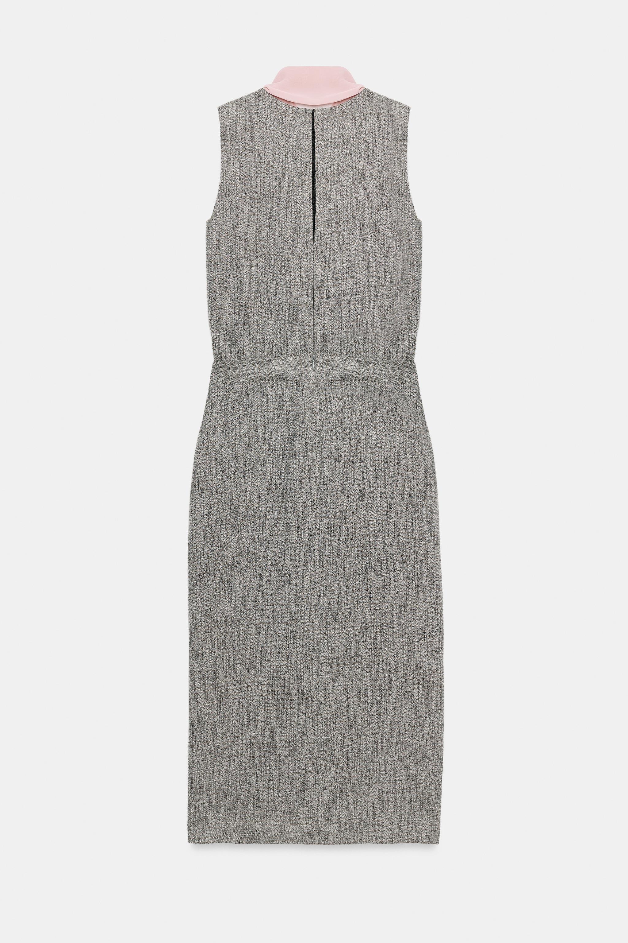 CONTRASTING TIE MIDI DRESS