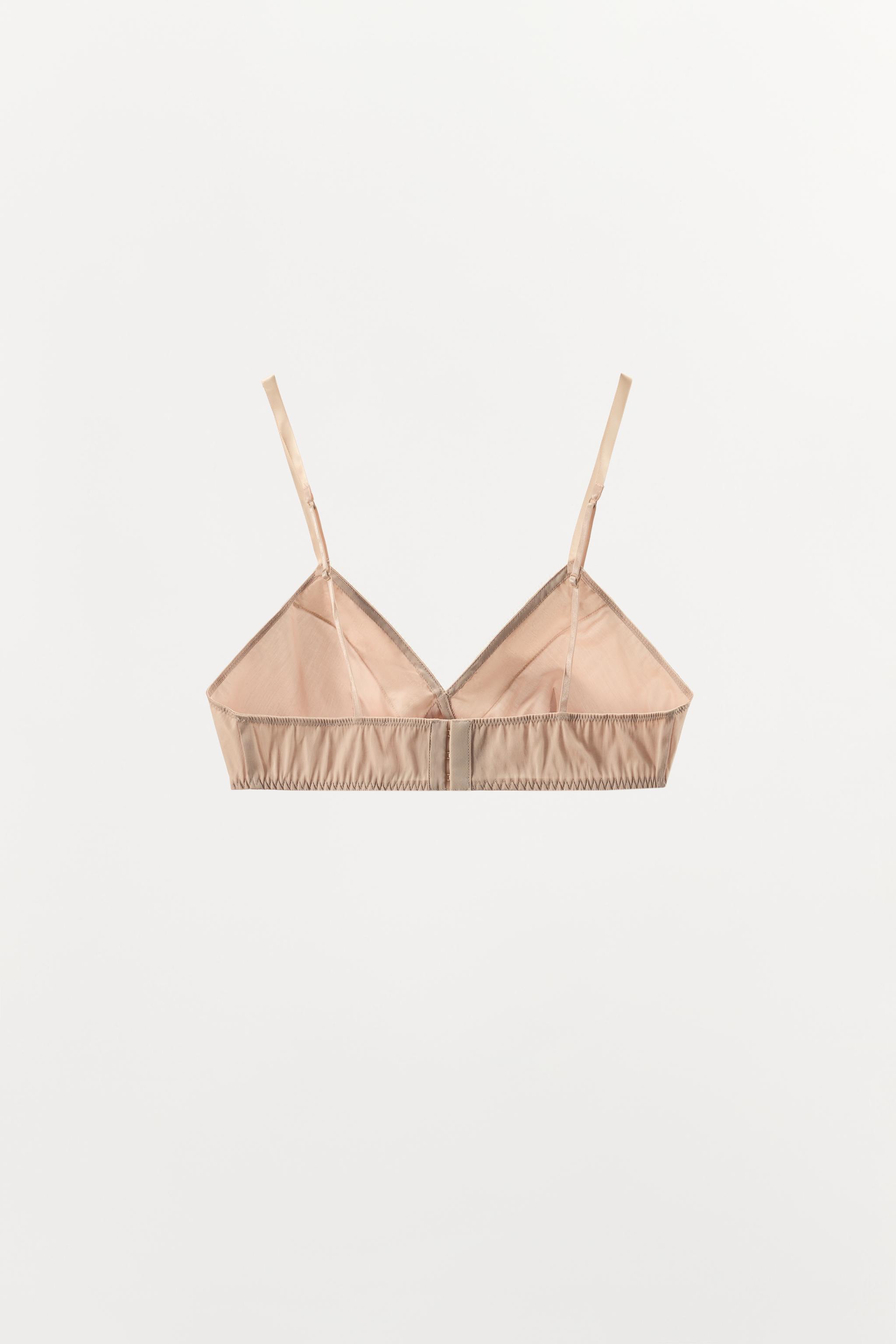 SATIN EFFECT LACE TRIM TRIANGLE BRALETTE