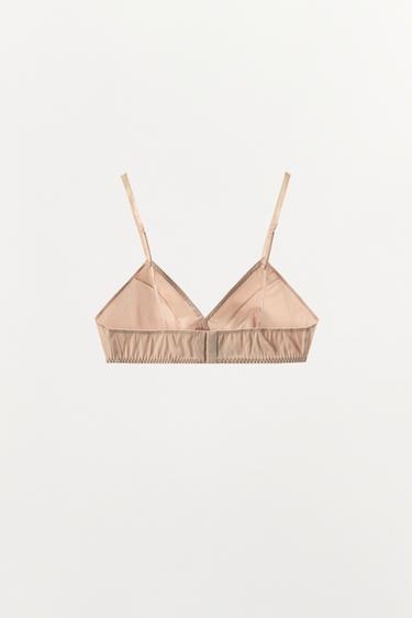 SATIN TRIANGLE BRALETTE WITH LACE TRIM - Pink by Zara - Image 5