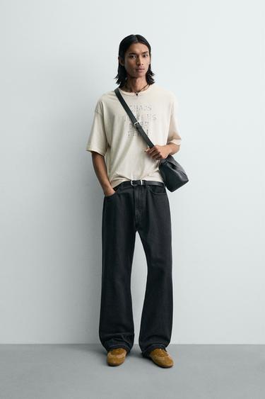 FADED MARKER-EFFECT SLOGAN T-SHIRT - Ecru by Zara