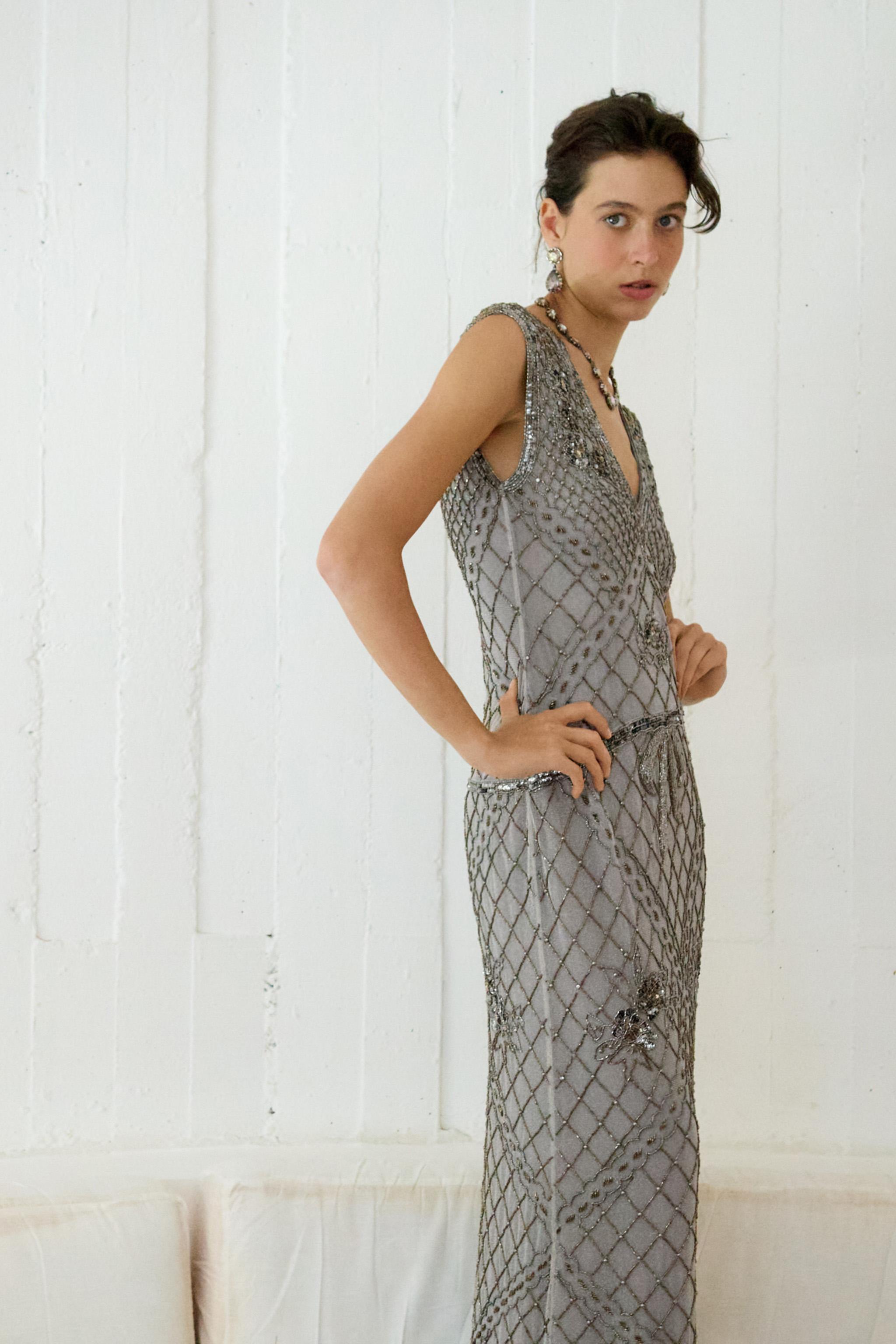 Женские платья Zara EMBROIDERED BEADED TULLE DRESS — фото 3