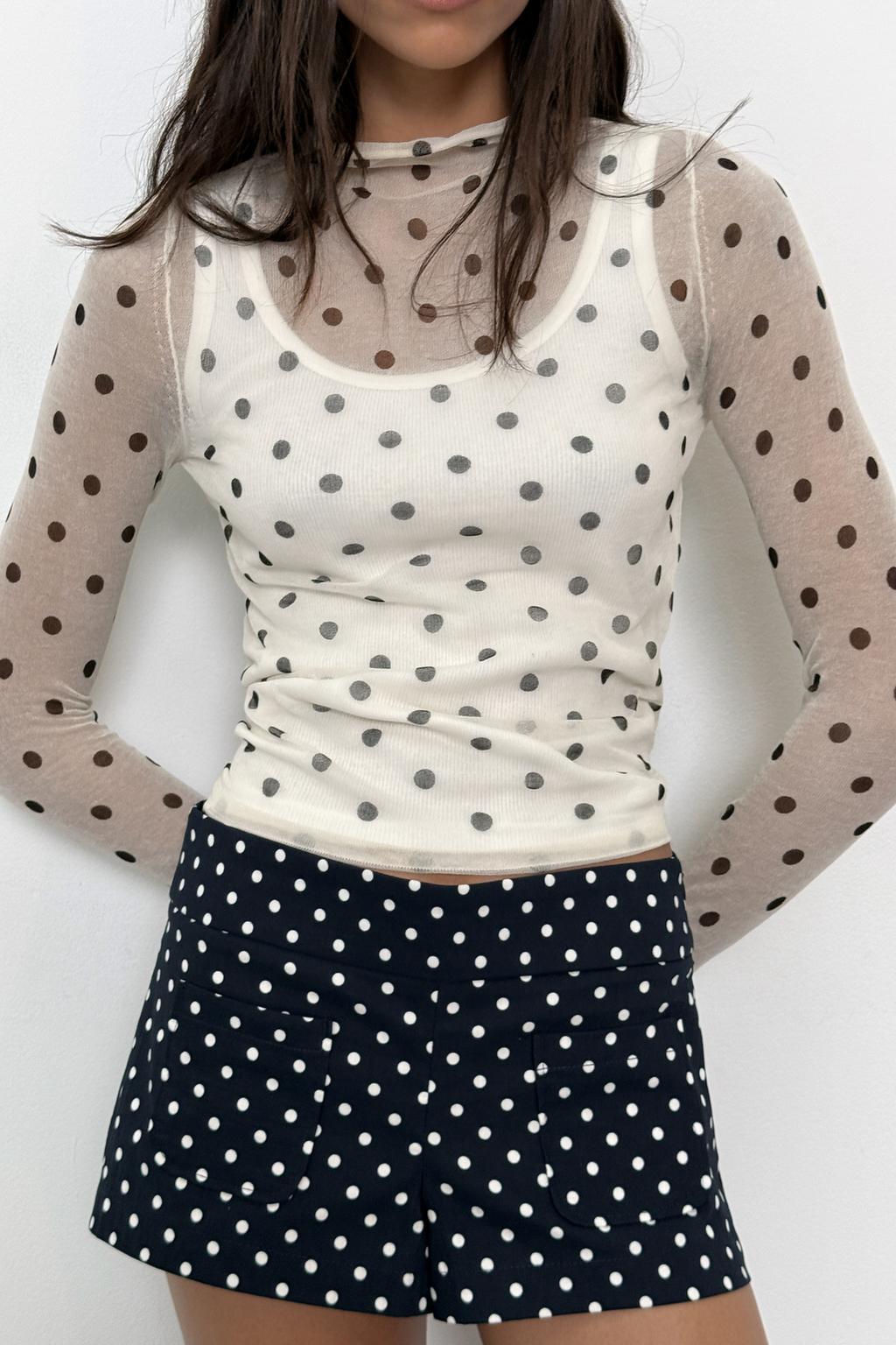SHEER POLKA DOT KNIT TOP - image 2