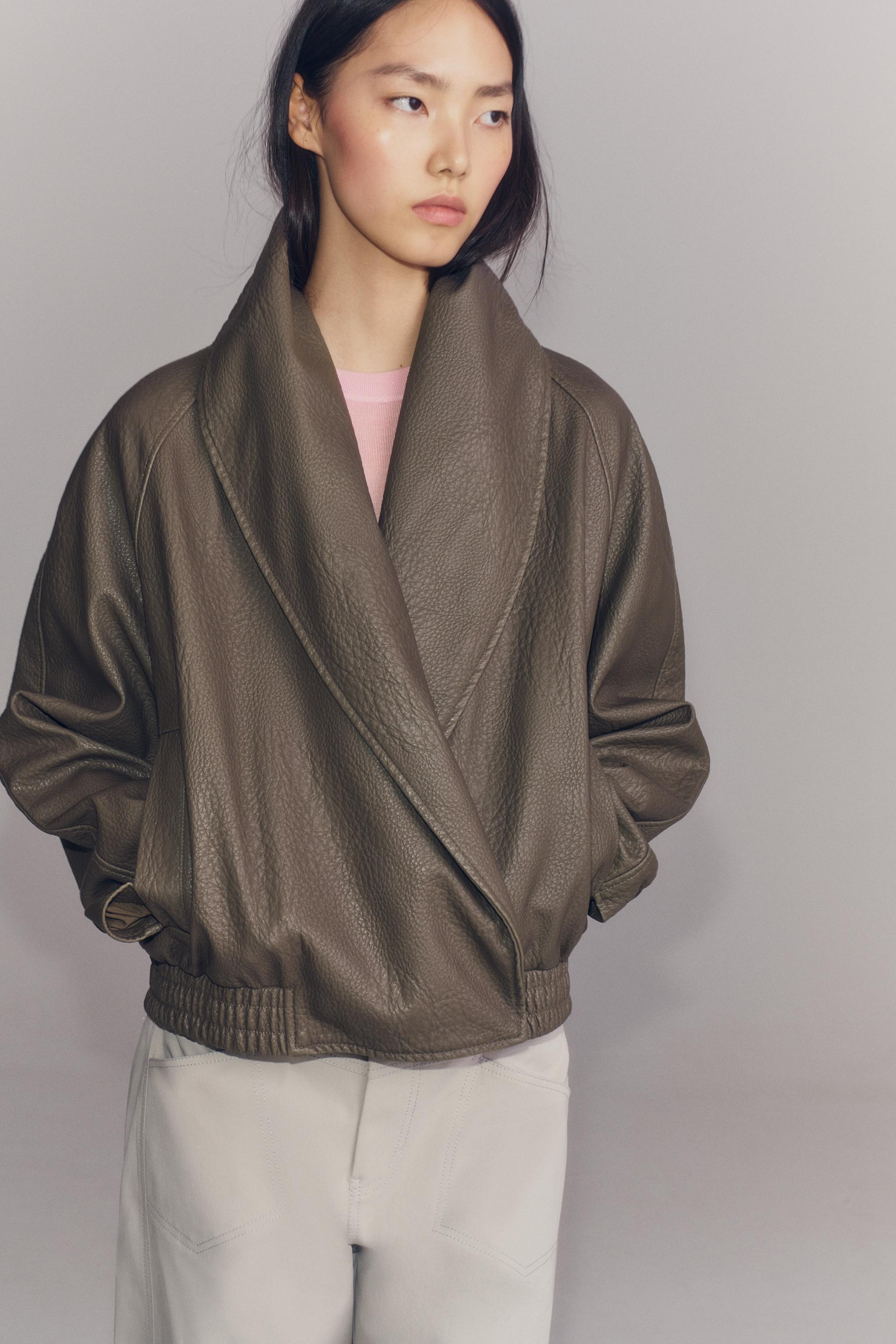 Zara ZW COLLECTION SUNİ DERİ KRUVAZE CEKET görsel 6