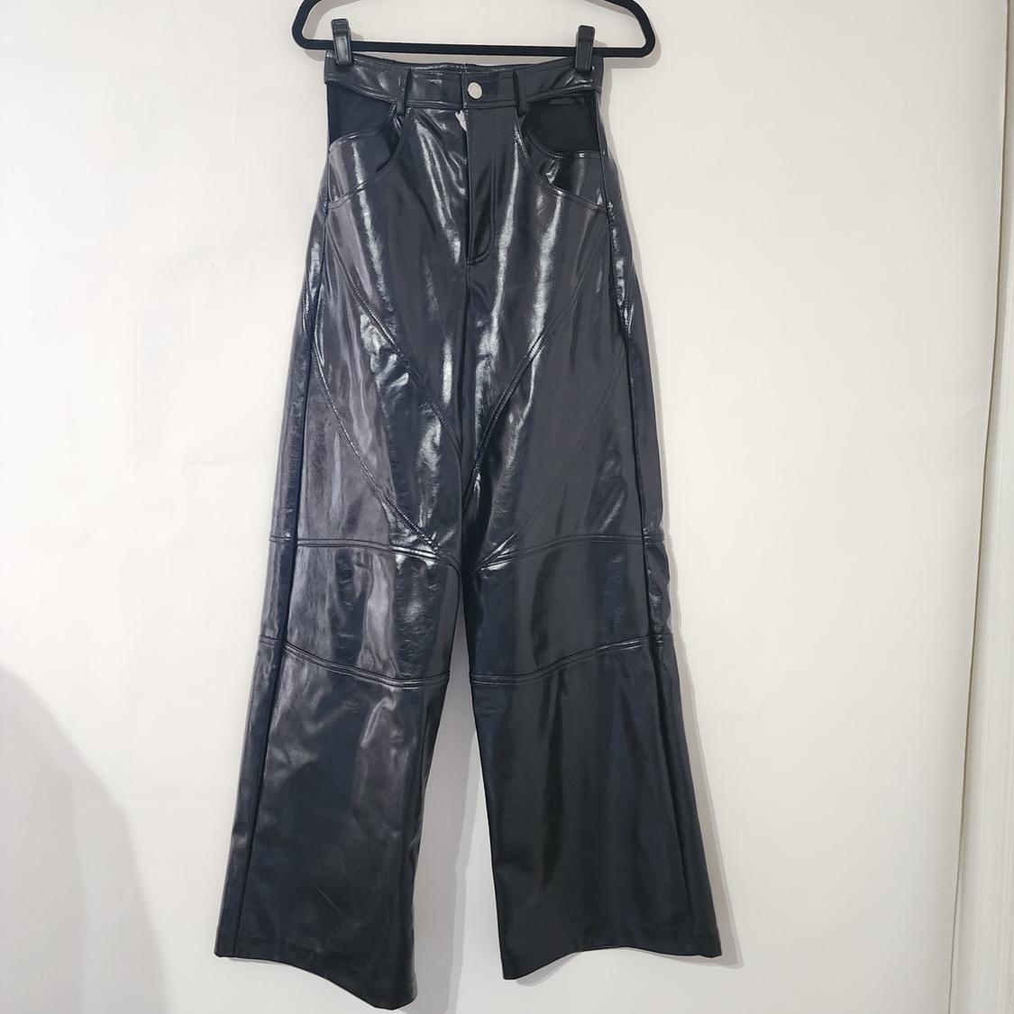 FAUX LEATHER CUT OUT PANTS