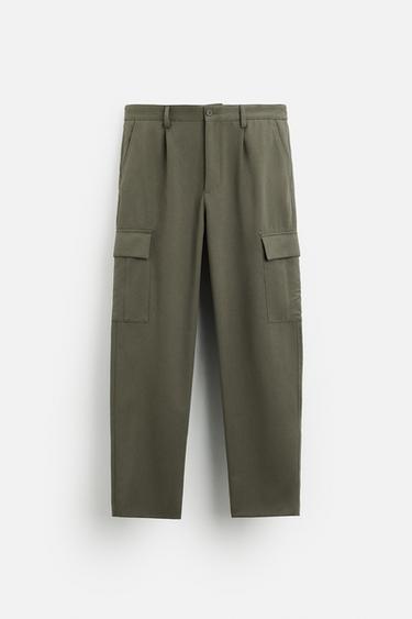 PANTALONI CARGO PIEGHE - Kaki di Zara