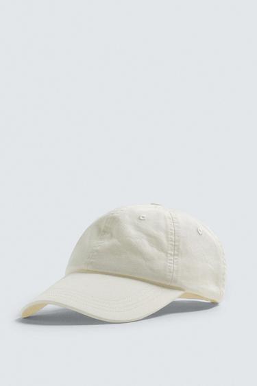 Zara COTTON TEXTURED CAP - Ecru