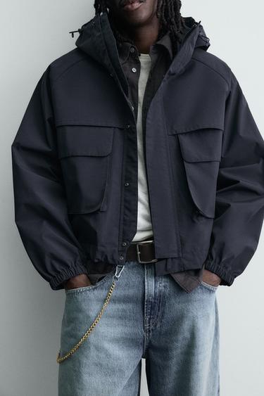 WATER-REPELLENT CROPPED FIT JACKET - Navy blue by Zara - Image 5