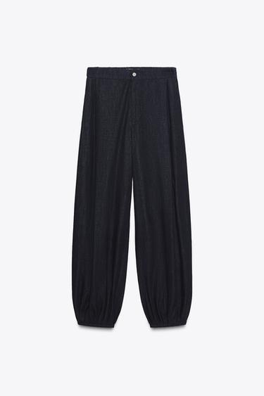 Zara TRF DENIM BOMBAH PANTS - Dark indigo