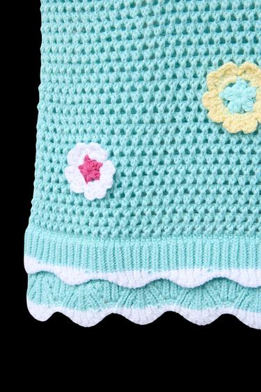 STRICKTOP MIT HÄKELBLUMEN - Helles Türkis von Zara