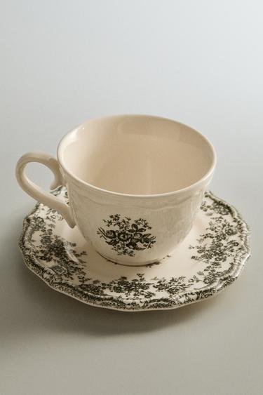 TASSE À THÉ ET SOUCOUPE FLORALE - Vert olive de Zara - Image 4