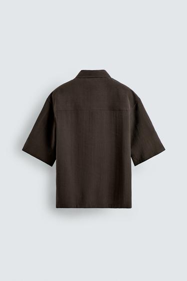 FLUID RELAXED FIT SHIRT - Brown by Zara - Image 7