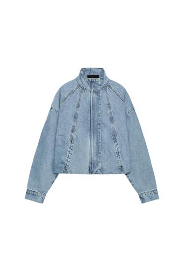 CHAMARRA Z1975 DENIM BOMBER CUELLO ALTO - Azul claro de Zara