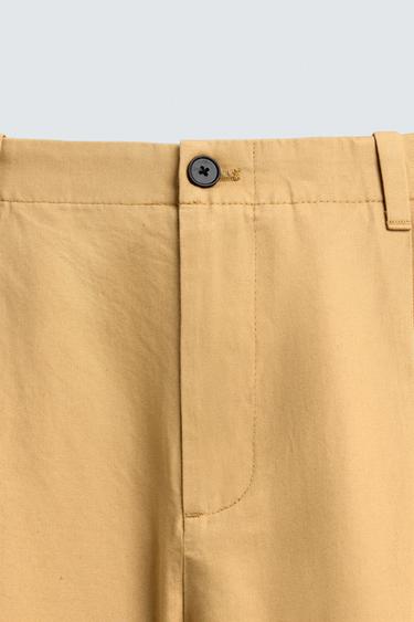 COTTON/LINEN STRAIGHT-LEG CHINO TROUSERS - Beige by Zara - Image 8
