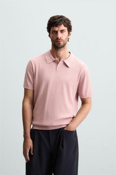RIB KNIT POLO SHIRT - Pink by Zara