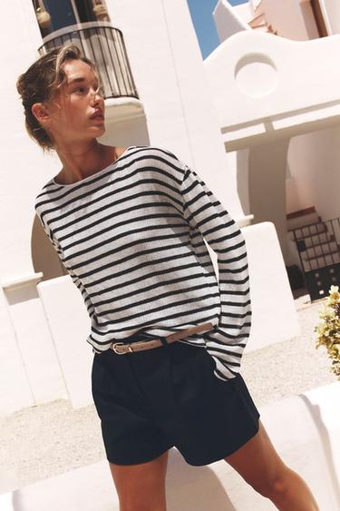 CAMISETA RÚSTICA ALGODÓN - rayas de Zara
