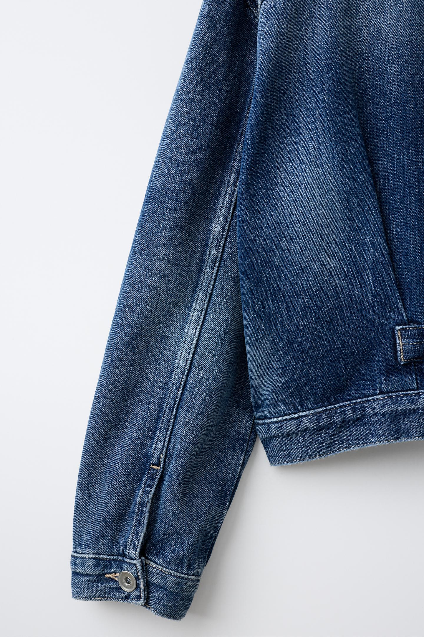 Детская куртка Zara Denim Jacket with Buckle, цвет: Синий — фото 5